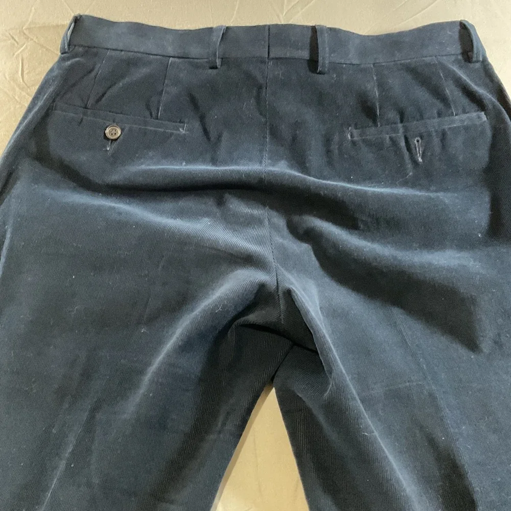 Ralph Lauren Men's Navy Blue Corduroy Pants 34x30 Straight Fit Dress Slacks